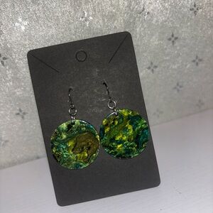 Green Acetate Circle Earrings